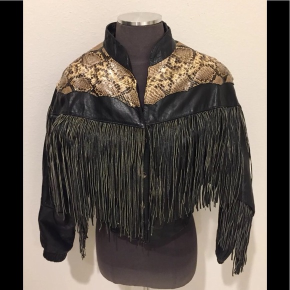 Real leather snake skin fringe jacket - Picture 1 of 3